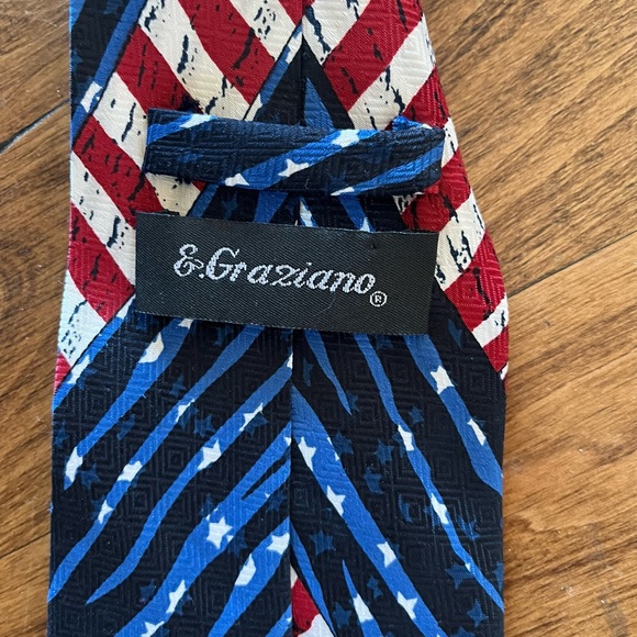 E. Graziano eagle and american flag Tie red white and blue - Picture 3 of 3